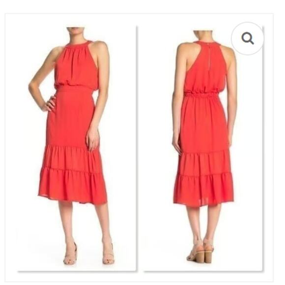NSR Women's Halter Maxi Dress Size Large Summer Tiered Summer Spring NEW - Picture 1 of 6